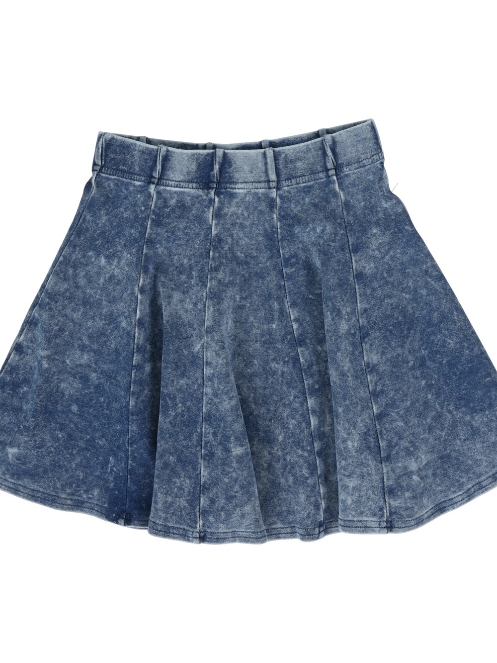 Rock & Republic Acid-Wash Denim Mini Skirt - Light Blue with Yellow Stitching